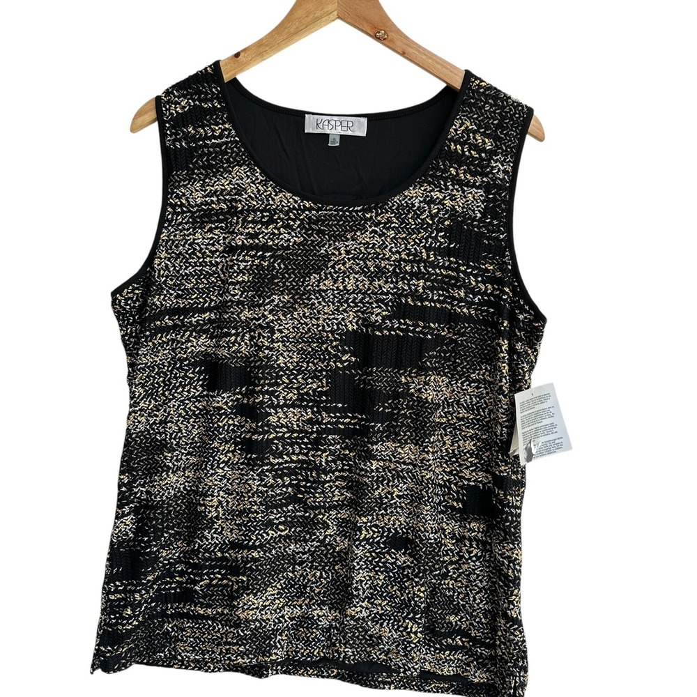 Kasper Tank Top Gold Metallic Accent Career Large NWT‎ Office Cocktail Chic